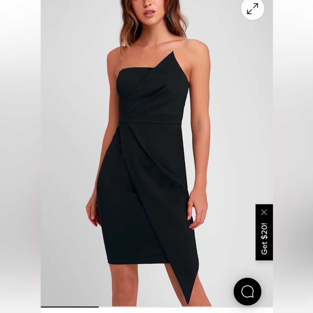 Lulu's Black Strapless Asymmetric Dress